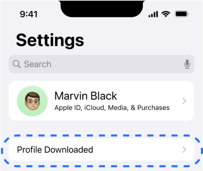 profile downloaded settings